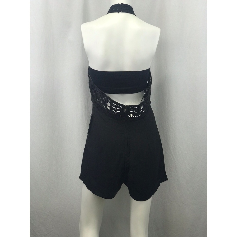 Missguided Crochet Faux Wrap Black Romper NWT - Picture 5 of 5